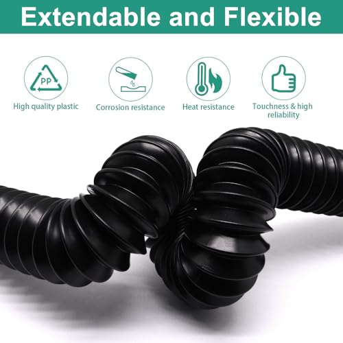 BUXIMN Bathroom Sink Drain Kit, Sink Drain Pip Kit with Strainer Basket Pop-up Stopper, Flexible P Trap for 1-1/2" & 1-1/4" Drains, for Bathroom Kitchen (Black) - Image 3