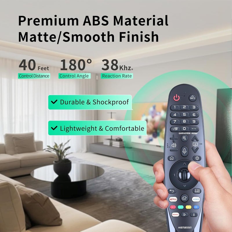 AKB75855501 بدون وظيفة صوتية وبدون عجلة/تمرير جهاز التحكم عن بعد البديل لأجهزة تلفزيون LG الذكية AN-MR19BA AN-MR18B MR20GA - Image 3
