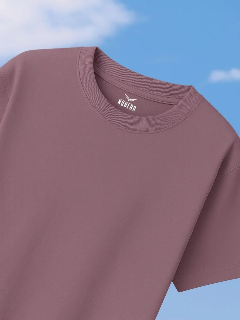 NOBERO Men's Oversized Purple Cotton T-Shirt