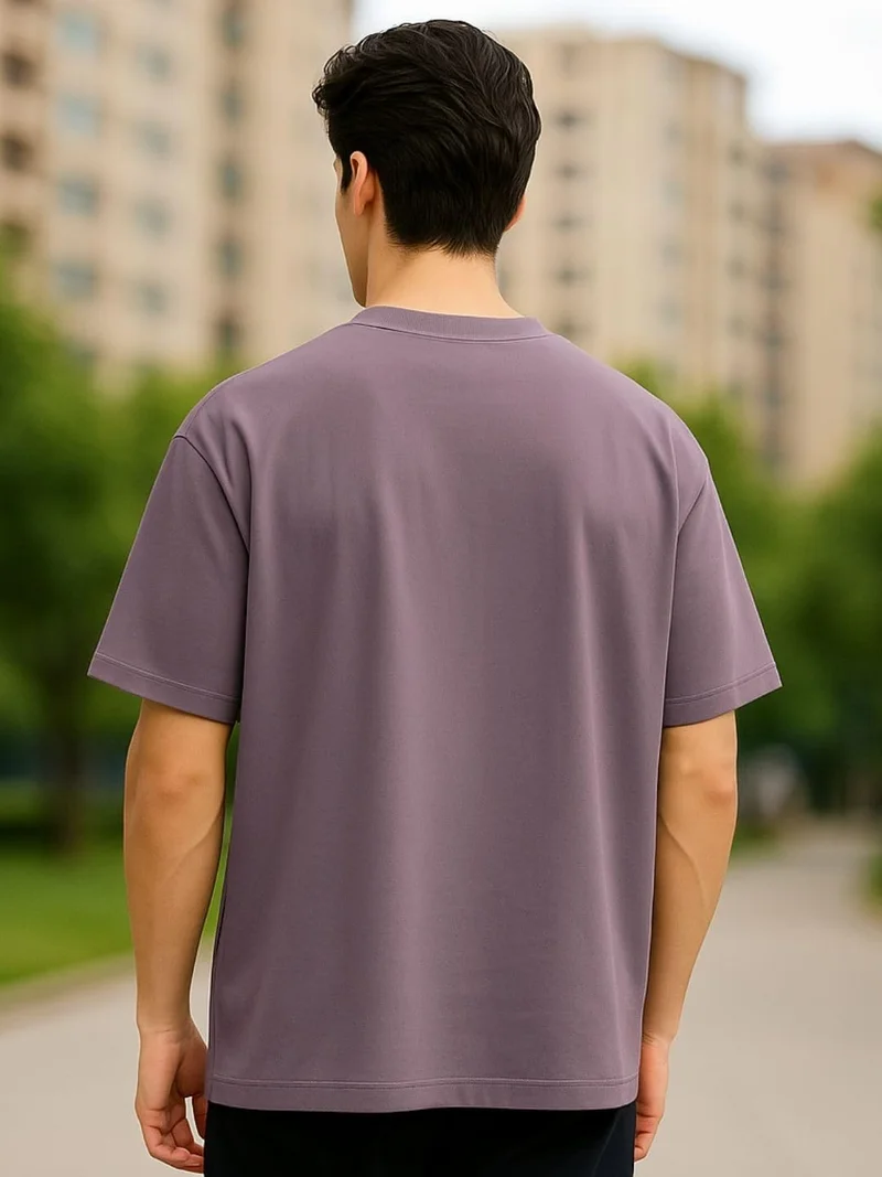 NOBERO  Men's Oversized Purple Cotton T-Shirt for Men | Best Price UAE