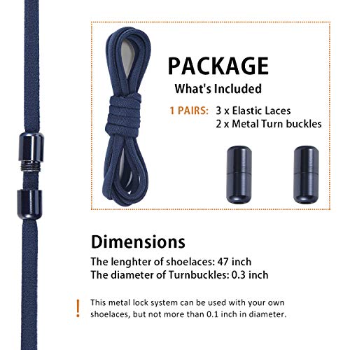 Alegrianan Elastic No Tie Shoe Laces For Adults,Kids,Elderly,One Size Fits All Navy Blue - Image 4