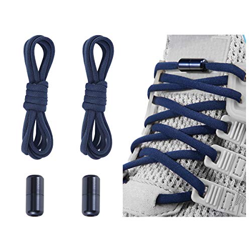 Alegrianan Elastic No Tie Shoe Laces For Adults,Kids,Elderly,One Size Fits All Navy Blue - Image 1
