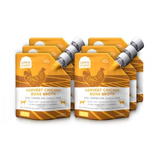 Open Farm Bone Broth Food Topper for Both Dogs and Cats with Responsibly Sourced Meat and Superfoods Without Artificial Flavors or Preservatives 72oz 6 Pack Harvest Chicken - Image 1