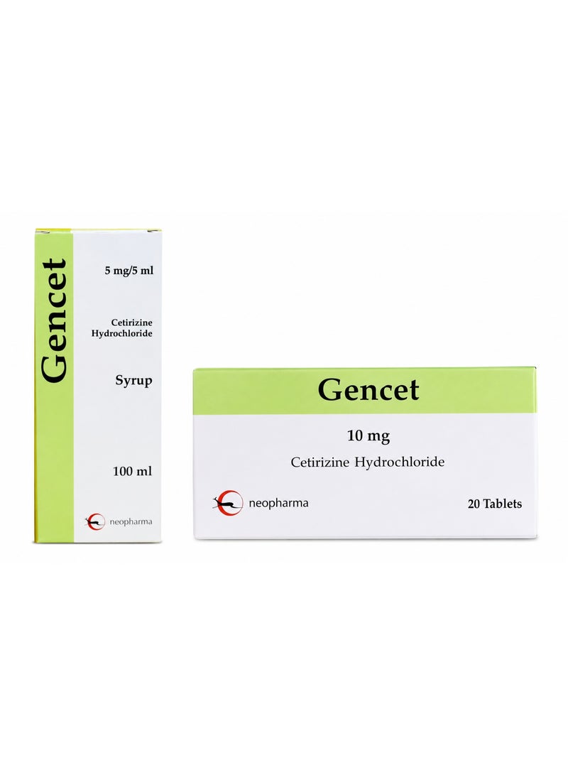 Gencet 10mg tablet 20s + gencet syrup 100ml twin pack
