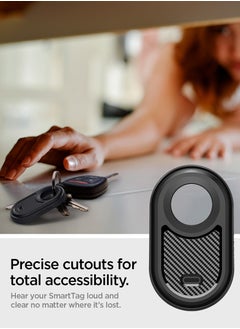 Spigen Rugged Armor for Samsung Galaxy SmartTag 2 Case Cover Keychain Smart Tag 2 Case [1 Pack] - Matte Black  - Image 5