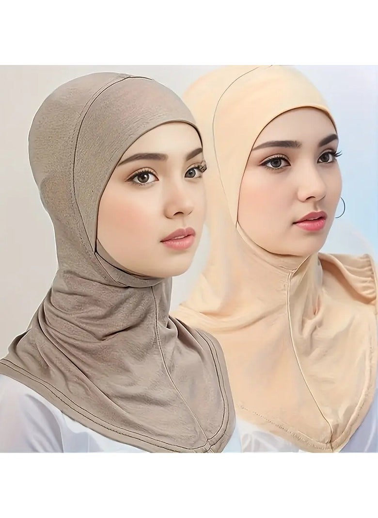 Rozino 2pcs New Turban Cap Hijab Cap Ramadan Hat Hijab Thin Breathable Elastic Pullover Caps Elegant Style Muslim Head Wrap Gifts For Eid  - Image 5