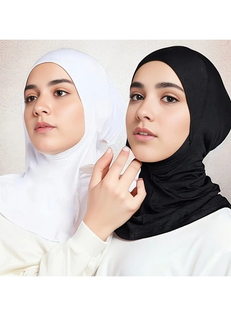 Rozino 2pcs New Turban Cap Hijab Cap Ramadan Hat Hijab Thin Breathable Elastic Pullover Caps Elegant Style Muslim Head Wrap Gifts For Eid  - Image 1