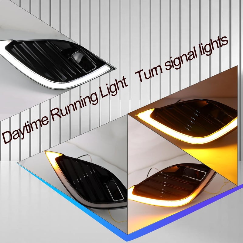 BINQIGOO LED Daytime Running Light for Toyota Camry SE XSE 2018-2020 - Front Bumper Fog Light Cover Bezel with White DRL and Amber Turn Signal - Image 2