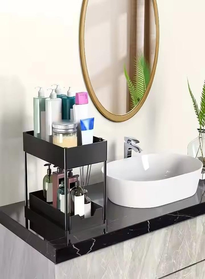 DHULKI1 Pack Under Sink Organizer Rack, 2-Tier Sliding Cabinet Basket Organizer Drawer with Hooks, Multi-Purpose Under Sink Organizers and Storage for Cosmetic, Bathroom, Kitchen - Image 5