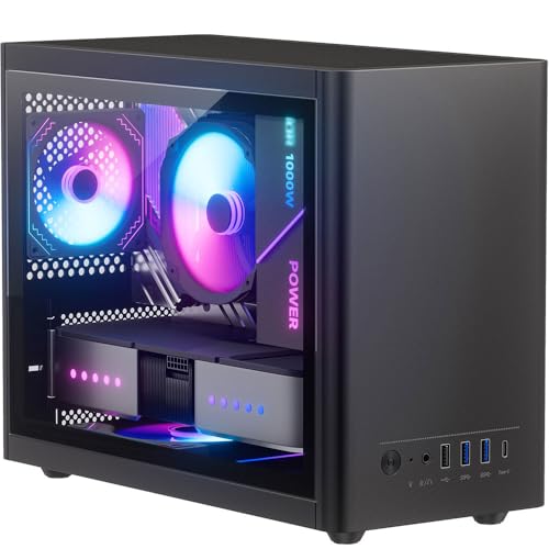 JOYJOM Micro ATX Case with Fans 2PCS 90mm RGB Fans PreInstalled146L 08mm Thickness SPCC MATX PC Case Mini ITX PC Case with Type C USB30 Supports 135mm CPU Cooler 310mm GPU and Standard ATX PSU Black - Image 1