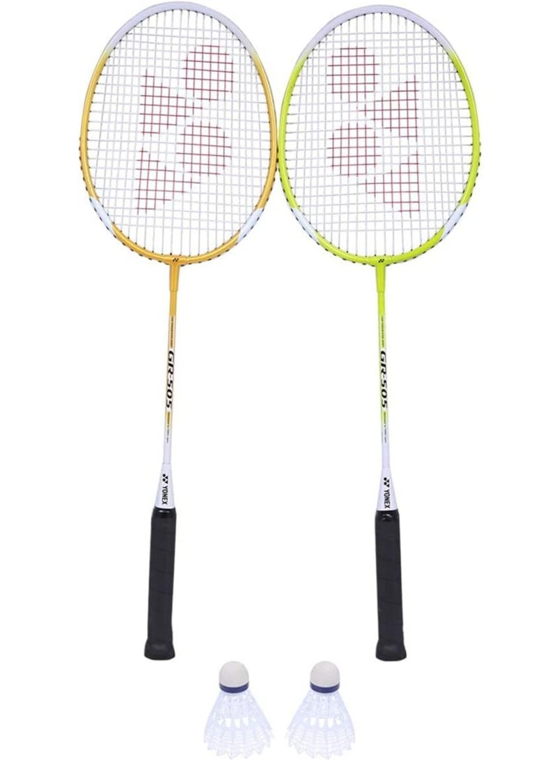 Yonex YONEX GR 505 Badminton Set | 2 Rackets + 2 Shuttlecocks | Isometric Frame | Smooth Grip | Indoor & Outdoor Play | Beginner-Friendly | Free Size | Multicolor  - Image 2