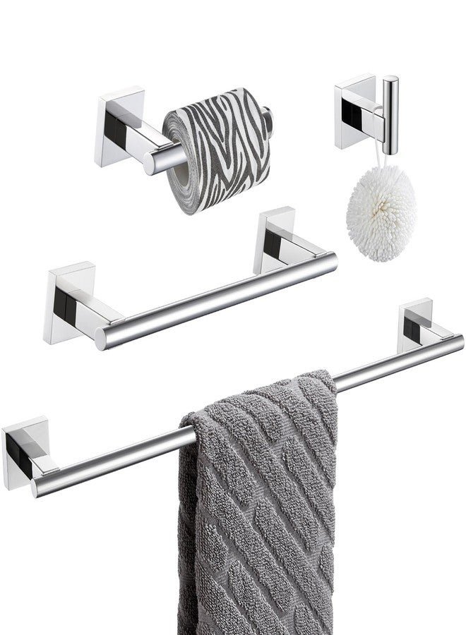Suyar Bathroom Accessories Set Polished Chrome, SUS 304 Stainless Steel Bathroom Hardware Set 4 Pieces, Include Robe Hook, Toilet Paper Holder, Hand Towel Holder, Towel Bar, Wall Mounted - Image 1