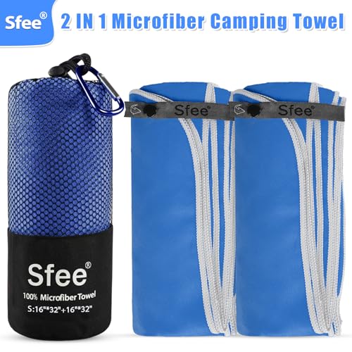 Sfee 2 Pack Microfiber Travel Towel, Quick Dry Camping Towel Super Absorbent Compact Lightweight Sports Gym Towels Set for Gym, Hiking, Pool, Backpacking, Bath, Yoga - Image 2