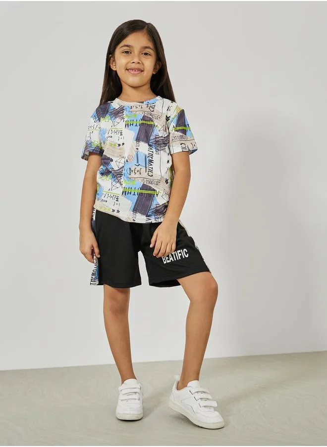 Styli All Over Print T-Shirt & Shorts Set