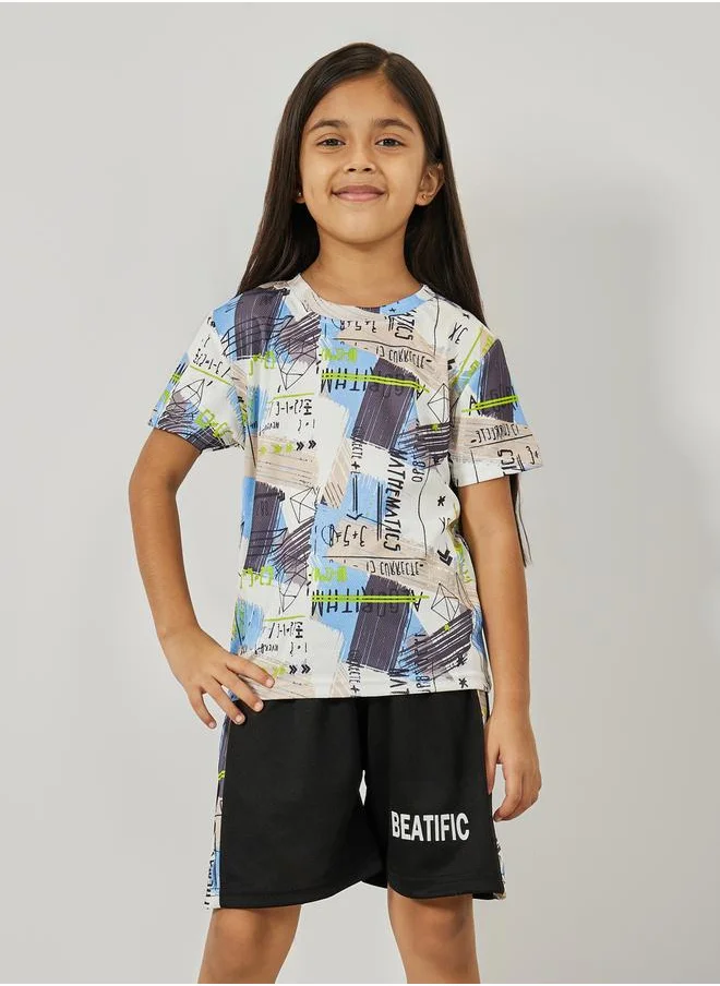 Styli All Over Print T-Shirt & Shorts Set