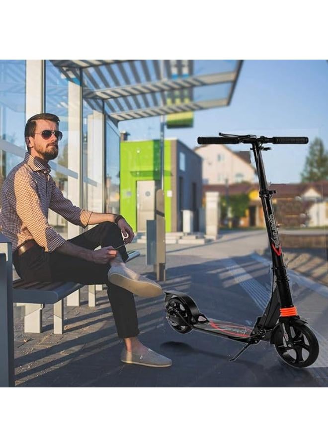 كول بيبي سكوتر كول بيبي للأطفال / الكبار مع نظام سهل الطي لمدة 3 ثوان ، سكوتر ركلة قابل للطي قابل للتعديل مع فرامل قرصية وعجلات كبيرة (أزرق أسود) - Image 1