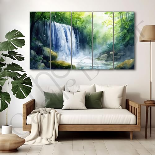 The Castle Decor WaterFall art painting with frame Big Size 27x48 Wall art for living room,Bedroom,Drawing room,Hotels-Wooden Framed-377 - Image 2