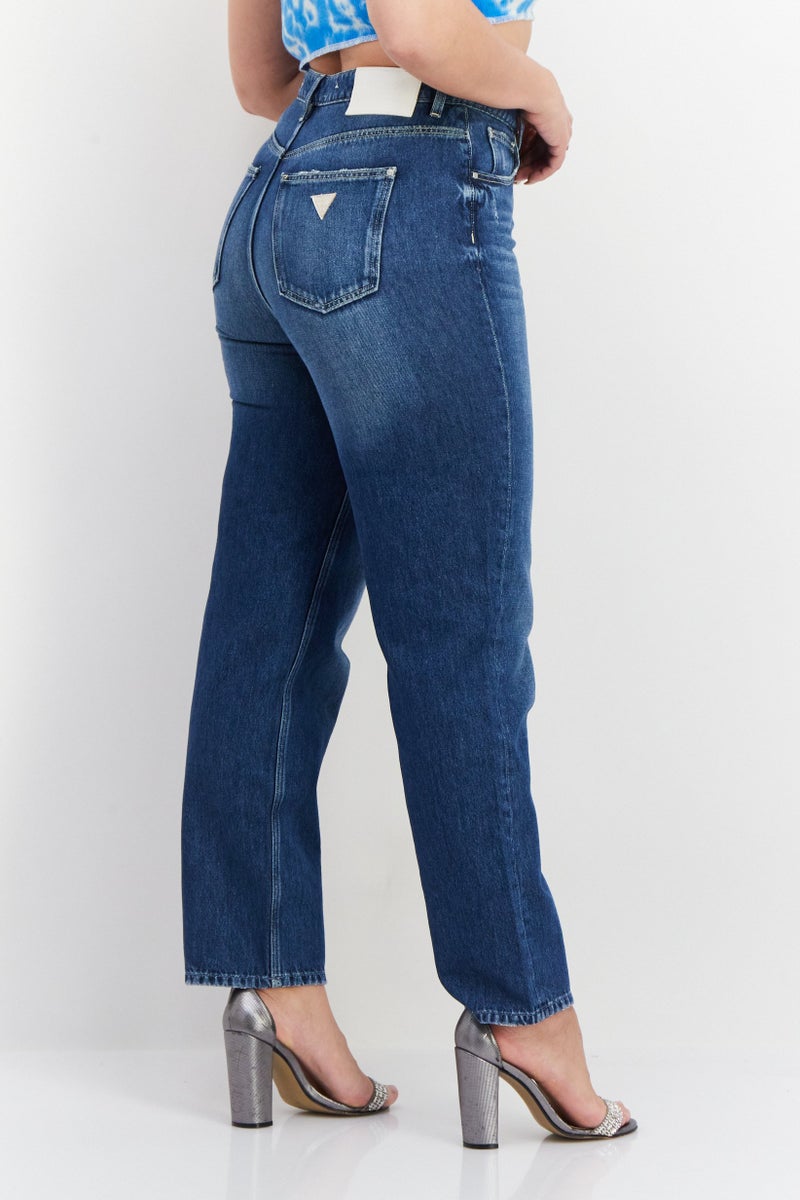 GUESS جينز نسائي بخصر عالٍ غير قابل للتمدد، أزرق - Image 3