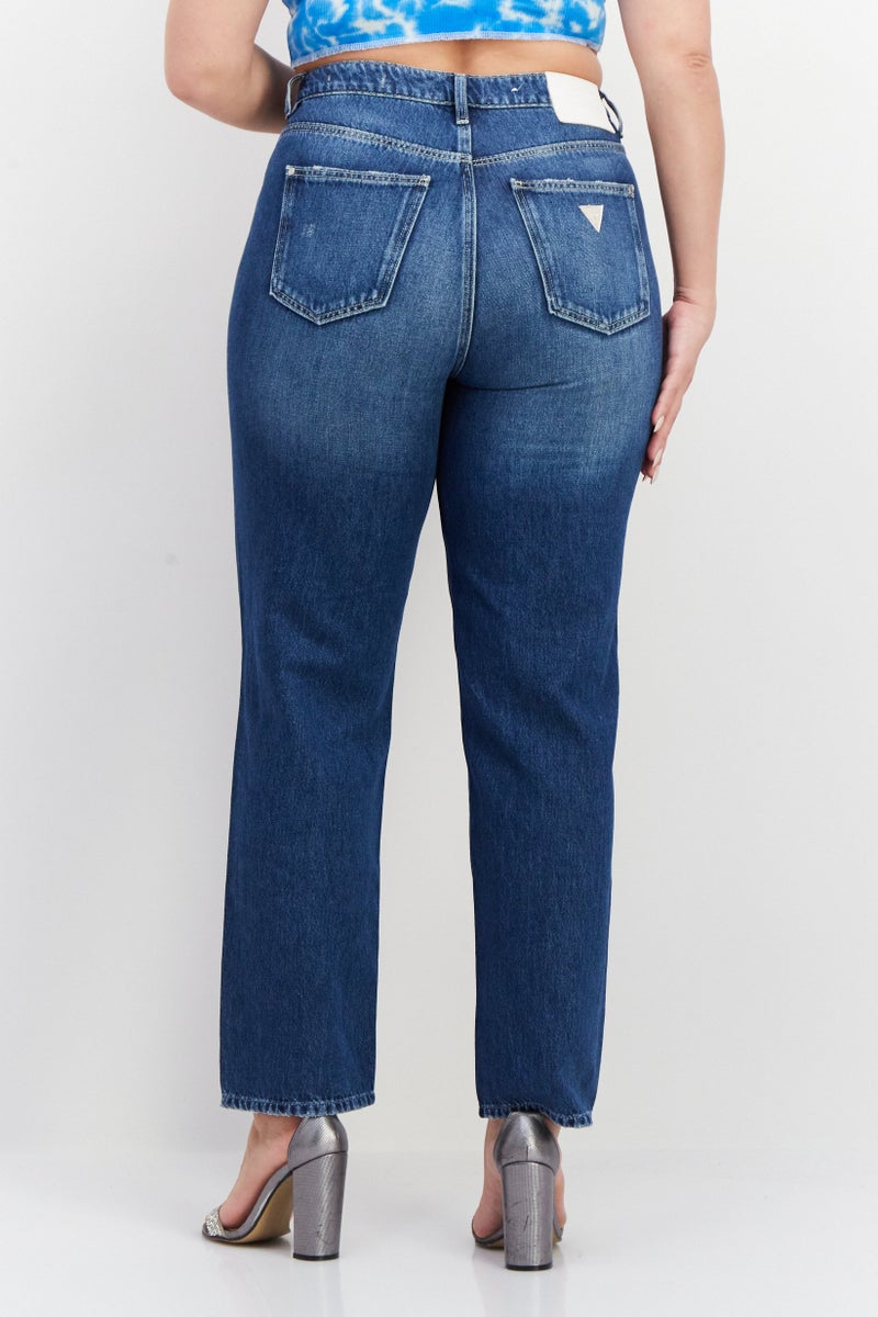 GUESS جينز نسائي بخصر عالٍ غير قابل للتمدد، أزرق - Image 2