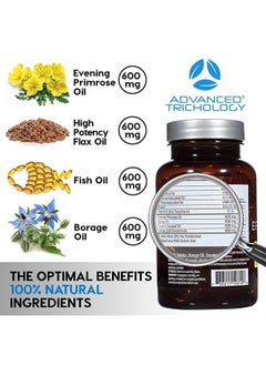 Advanced Trichology EFA Complete with Optimal Omega 3 6 9 Levels of High Potency Flax Oil, Fish Oil, Borage Oil, and Evening Primrose Oil 800mgs (90count) 3rd Party Tested - High in GLA and 369 Omegas  - Image 4
