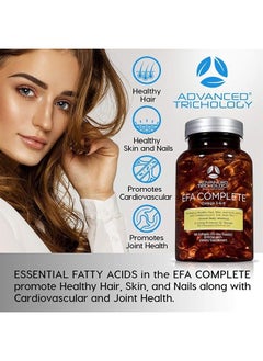 Advanced Trichology EFA Complete with Optimal Omega 3 6 9 Levels of High Potency Flax Oil, Fish Oil, Borage Oil, and Evening Primrose Oil 800mgs (90count) 3rd Party Tested - High in GLA and 369 Omegas  - Image 3