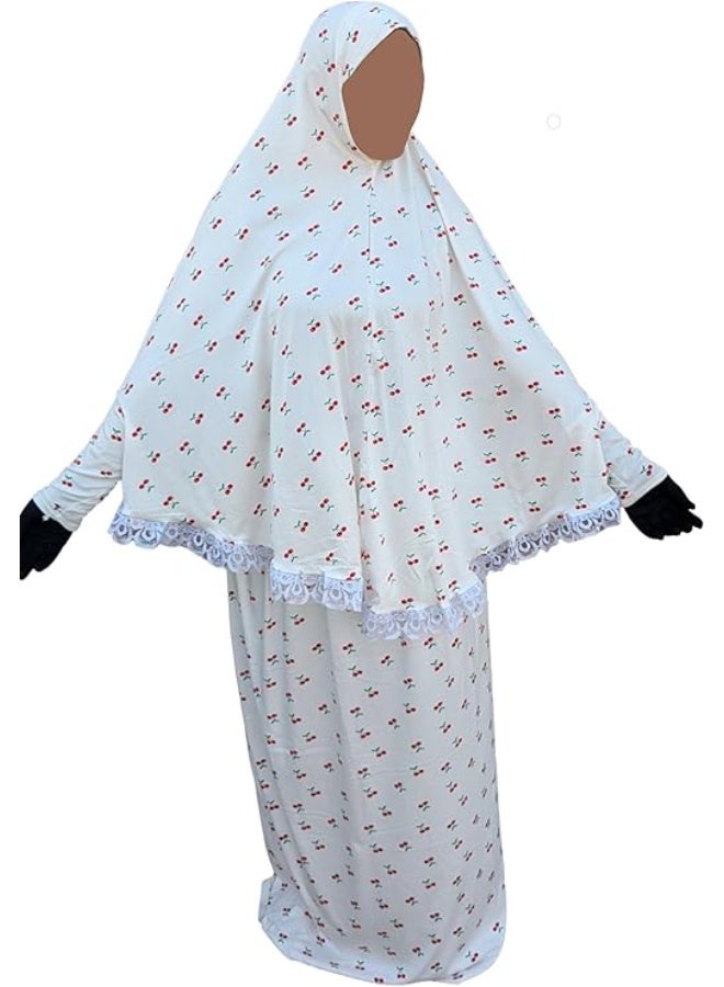 إسدال للصلاة – خمار وجيبة | مريح جدا وخفيف | نقشة كريزة خامة قطن الناعم عالي الجودة والليكرا | مناسب للصلاة والاستخدام اليومي - Image 1