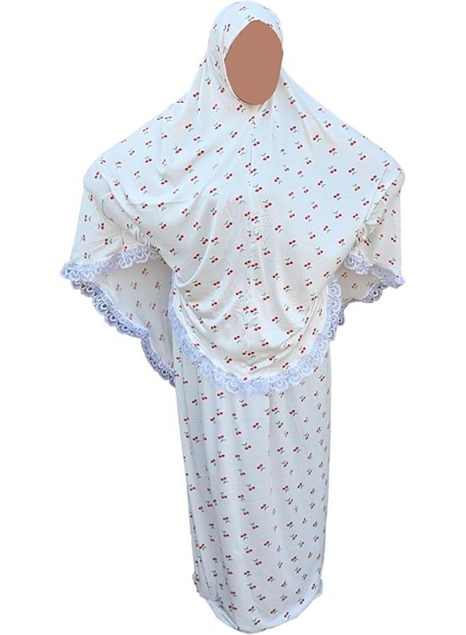 إسدال للصلاة – خمار وجيبة | مريح جدا وخفيف | نقشة كريزة خامة قطن الناعم عالي الجودة والليكرا | مناسب للصلاة والاستخدام اليومي - Image 4