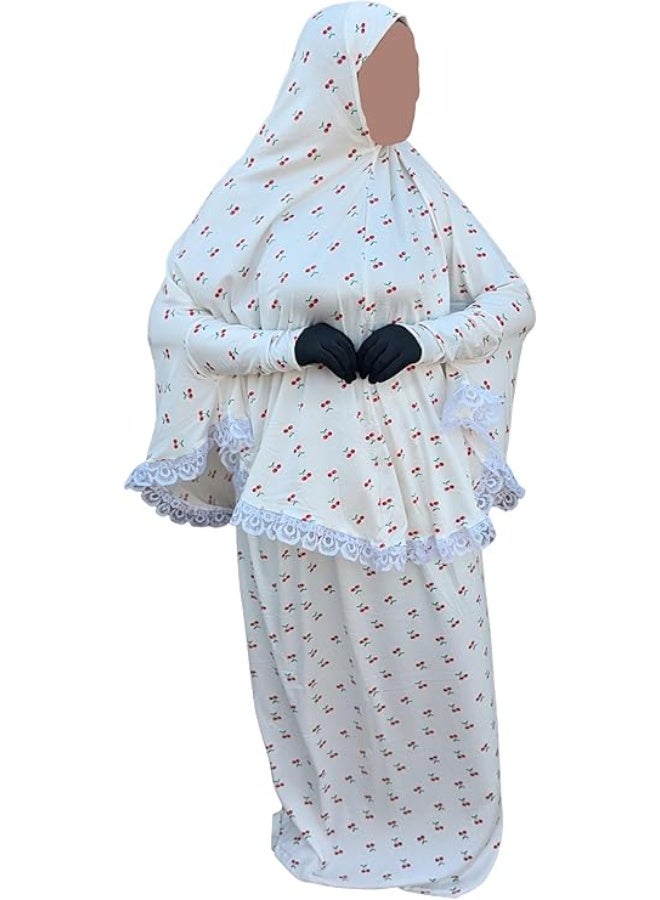 إسدال للصلاة – خمار وجيبة | مريح جدا وخفيف | نقشة كريزة خامة قطن الناعم عالي الجودة والليكرا | مناسب للصلاة والاستخدام اليومي - Image 5