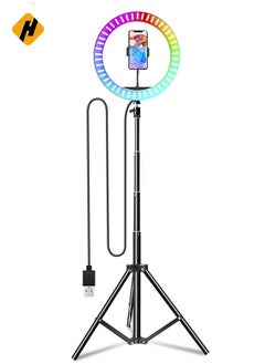 هوها 10 بوصة LED حلقة ملء الضوء RGB مصباح USB خاتم مصباح الصورة صورة شخصية مع بُعد للتصوير الفوتوغرافي للبث والهاتف عن بعد للبث  - Image 1