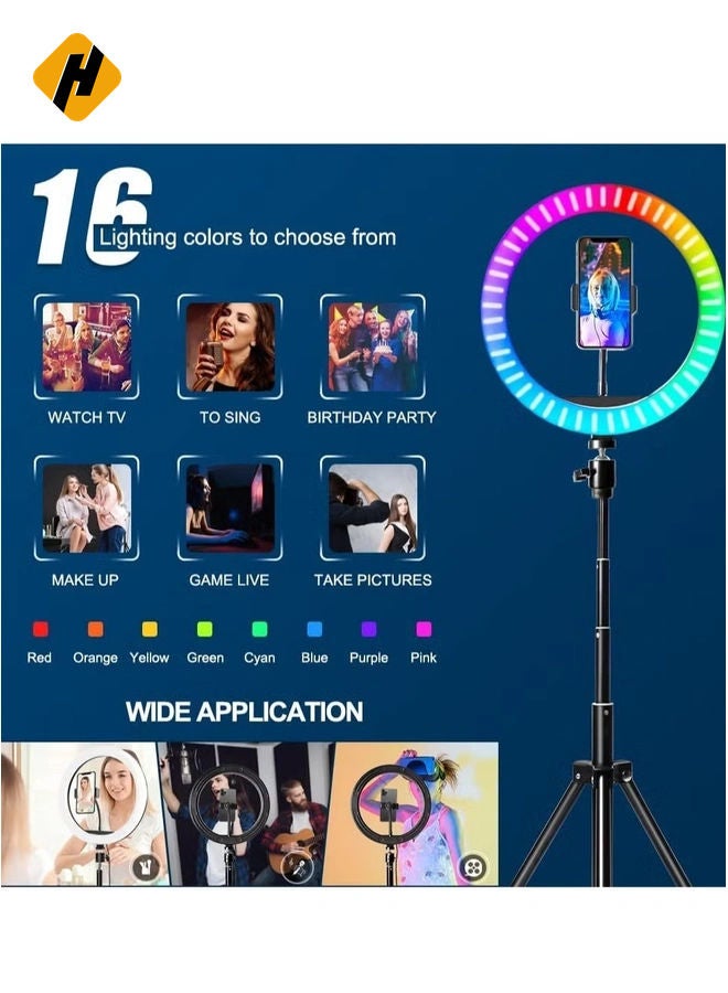 HuHa 10 Inch LED Ring Fill Light RGB Ring Lamp USB Ring Light Photo Selfie Lamp with Remote and Phone Stand for Streaming Video Photography - Image 2