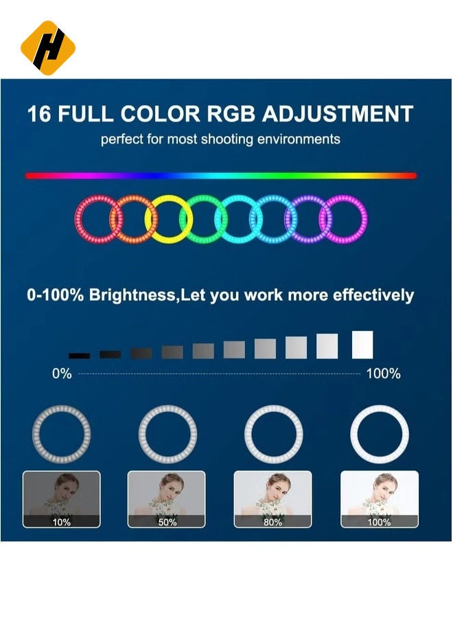 HuHa 10 Inch LED Ring Fill Light RGB Ring Lamp USB Ring Light Photo Selfie Lamp with Remote and Phone Stand for Streaming Video Photography - Image 3