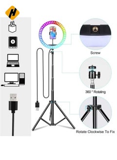 هوها 10 بوصة LED حلقة ملء الضوء RGB مصباح USB خاتم مصباح الصورة صورة شخصية مع بُعد للتصوير الفوتوغرافي للبث والهاتف عن بعد للبث  - Image 5
