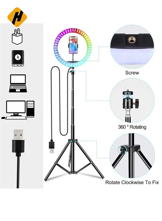 HuHa 10 Inch LED Ring Fill Light RGB Ring Lamp USB Ring Light Photo Selfie Lamp with Remote and Phone Stand for Streaming Video Photography - Image 5