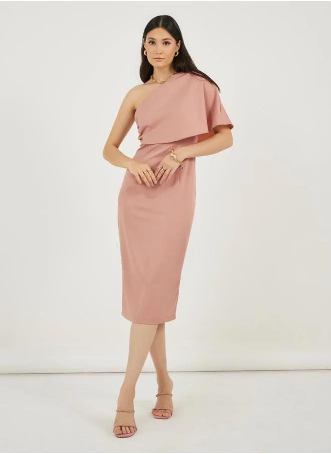 ستايلي One Shoulder Neck Sheath Midi Dress