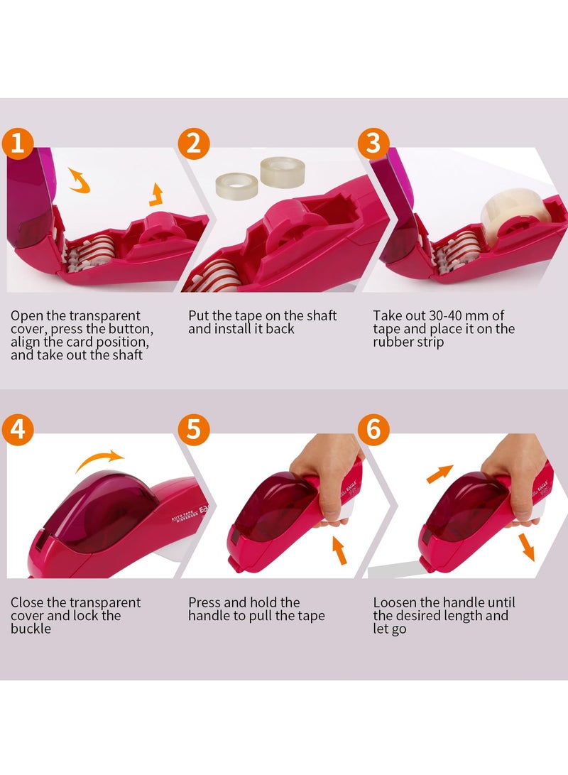 Eagle Automatic Tape Dispenser, Tape  Single Handheld Design perfect for Christmas and home gift wrapping, Free 1 Roll of 0.75 Inch (19 mm) Tapes Pink - Image 3