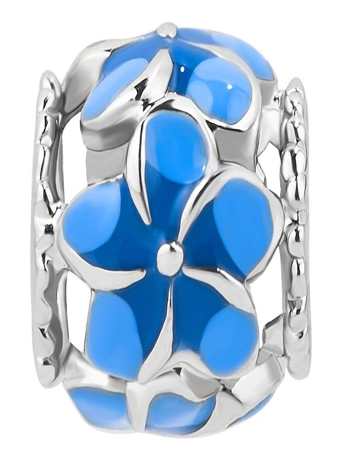 MiiFort Blue Flower Bead Charm Compatible with Pandora Bracelets Rose Women Girlfriend Christmas Family Daughter Sister - Image 2
