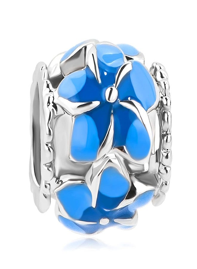 MiiFort Blue Flower Bead Charm Compatible with Pandora Bracelets Rose Women Girlfriend Christmas Family Daughter Sister - Image 1