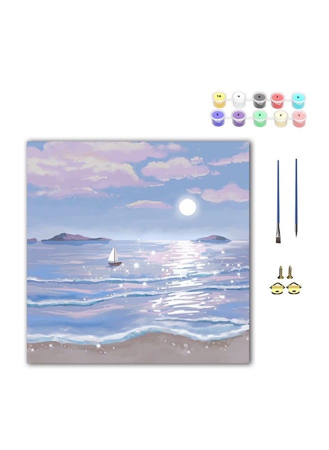 Generic Paint by Numbers for Adult Kids Beginners Canvas, DIY Acrylic Paint by Number Canvas for Painting Party and Classroom Activity and Gift, Flower Framed Paint by Numbers Kit 8 x 8 Inch  - Image 1