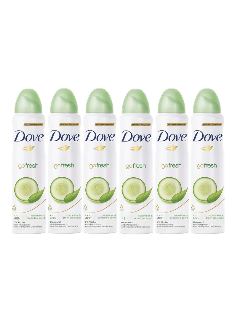 مزيل عرق دوف جو فريش برائحة الخيار والشاي الأخضر، بخاخ يدوم 48 ساعة، 150 مل / 5 أونصة سائلة (عبوة من 6 قطع)