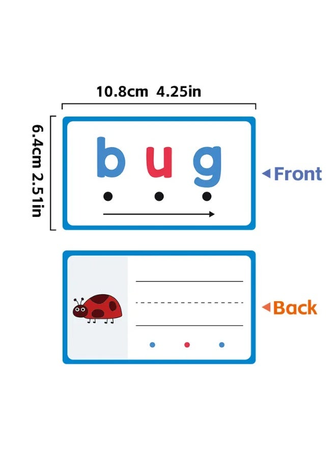 60 flashcards for handwriting with CVC phonetic words, dry eraseable - Image 5