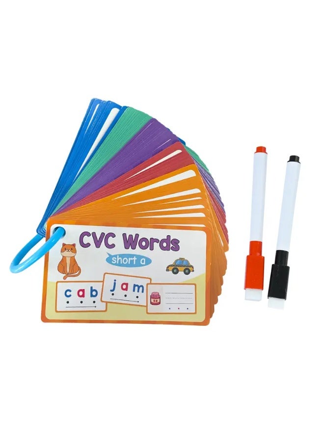 60 flashcards for handwriting with CVC phonetic words, dry eraseable - Image 1