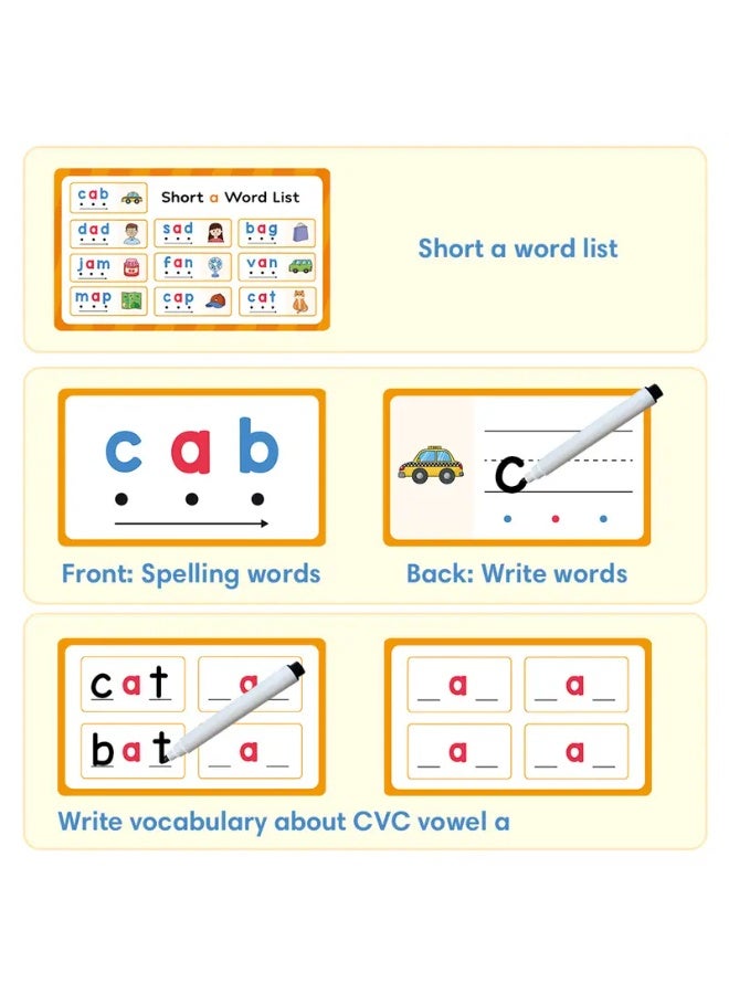 60 flashcards for handwriting with CVC phonetic words, dry eraseable - Image 4