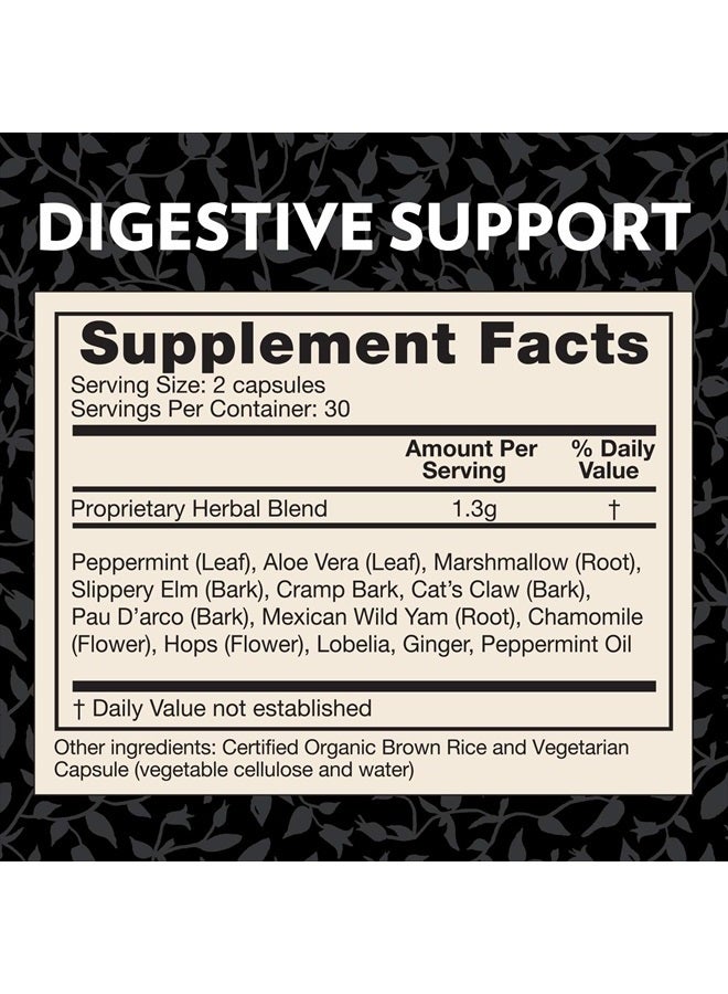Crystal Star Digestive Support Supplement (60 Capsules) - Herbal Gut Health Supplement That Helps with Occasional Gas & Bloating - Peppermint, Aloe Vera, Slippery Elm & Ginger – Non-GMO  - Image 4