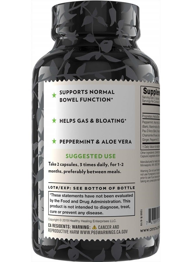 Crystal Star Digestive Support Supplement (60 Capsules) - Herbal Gut Health Supplement That Helps with Occasional Gas & Bloating - Peppermint, Aloe Vera, Slippery Elm & Ginger – Non-GMO  - Image 2
