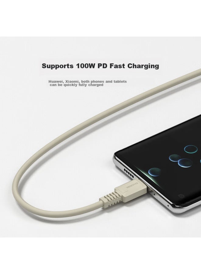 SHARGE Shanji Retro 100w Fast Charging Cable, Dual-head Type-c Data Cable, Compatible With Iphone 16, Huawei, Xiaomi 14, Samsung, Android Phones, Laptops, And Tablets - Image 1