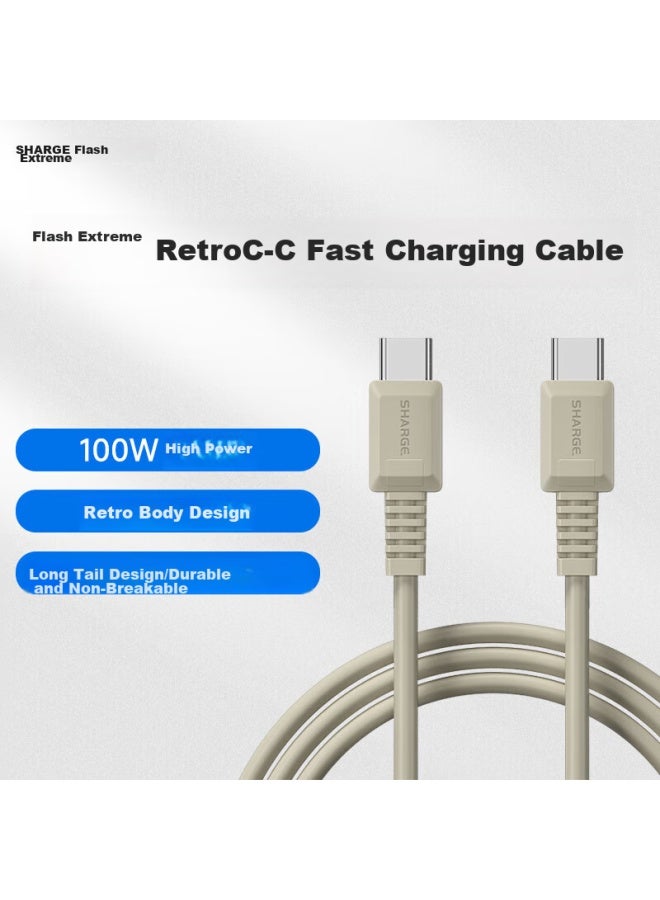 SHARGE Shanji Retro 100w Fast Charging Cable, Dual-head Type-c Data Cable, Compatible With Iphone 16, Huawei, Xiaomi 14, Samsung, Android Phones, Laptops, And Tablets - Image 4