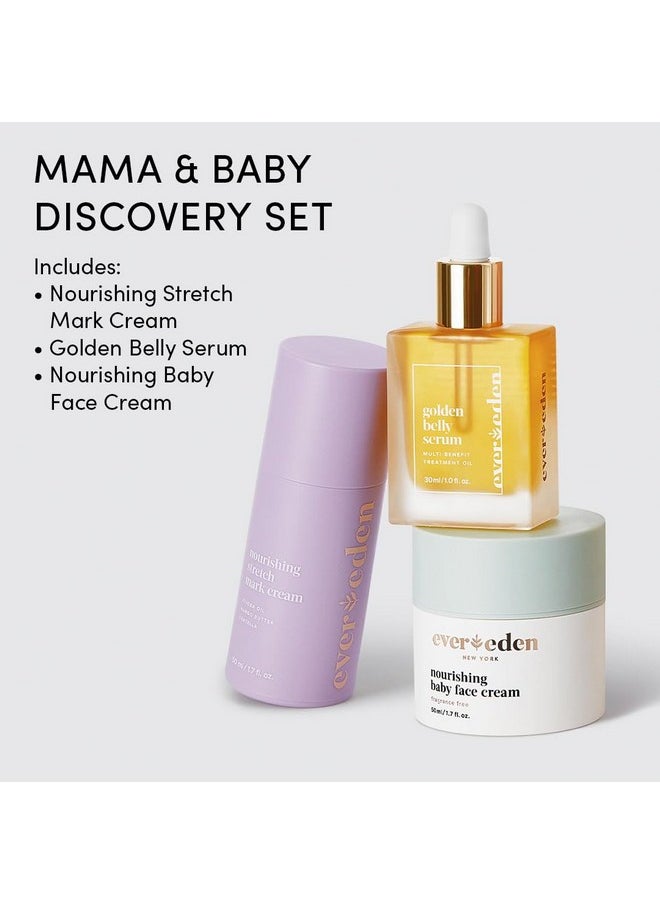Evereden Evereden Mama & Baby Discovery Set - Dermatologist-Developed Clean & Vegan Maternity Skin Care Bundle - Stretch Mark Cream, Belly Serum, & Nourishing Baby Face Cream - Postpartum Gifts for New Mom  - Image 2