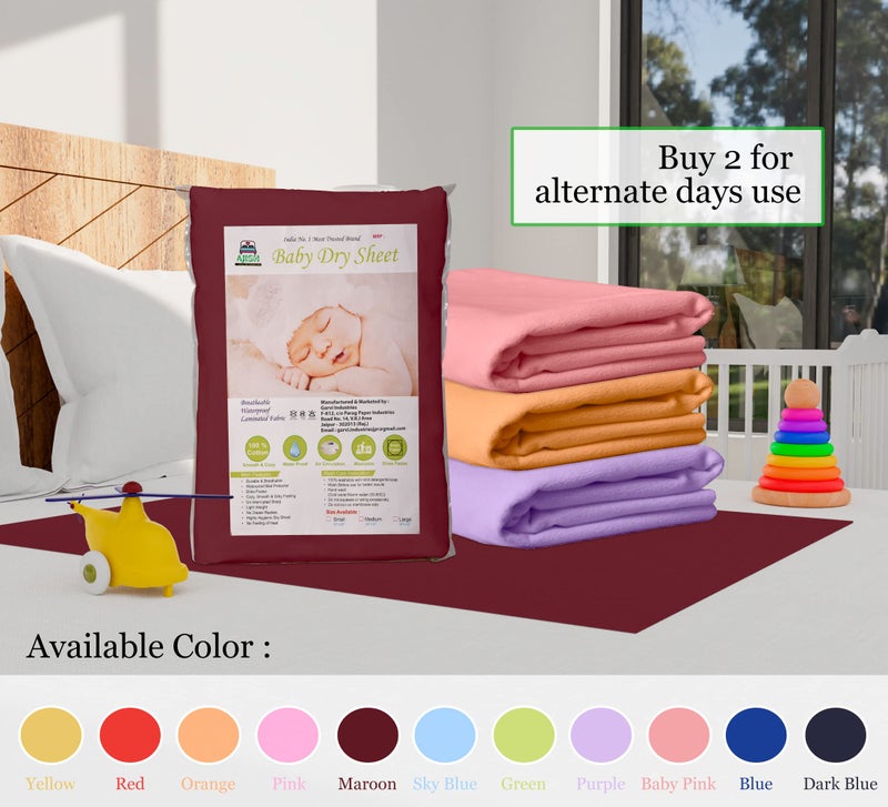AJISH Baby Bed Protector Reusable, 100% Waterproof High Absorbent Faster Dry Sheet, Soft Cotton Fabric, Best for New Born Babies & Toddler Children, 100X140CM, Maroon, Large - Pack of 1 - Image 4