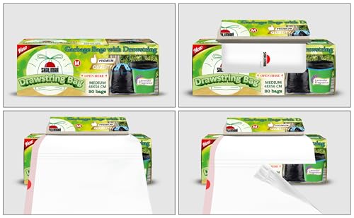 Shalimar Premium OXO Biodegradable Drawstring Garbage Bag, 60 Bags, 60x81cm, White, Heavy Duty Leak Proof Lavender Scented Trash Bags for Home and Office Use - Image 4