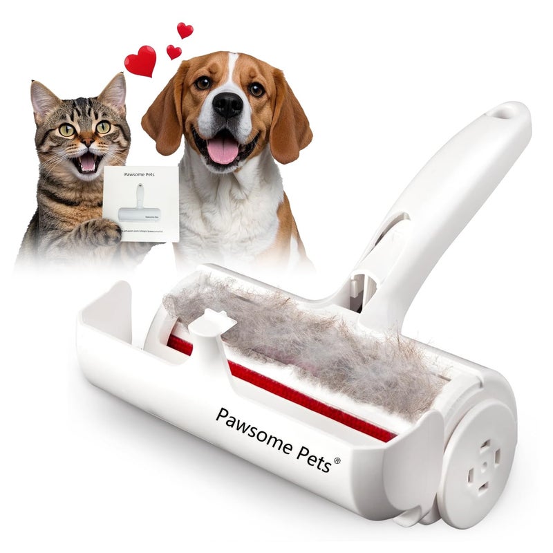 Pawsome Pets Pet Hair Remover Gift Set Reusable Lint Roller Cat and Dog Hair Remover for Furniture, Couch, Carpet, Clothing and Bedding - Portable, Multi-Surface Fur Removal Tool - Image 1